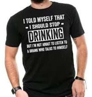Gildan DryBlend Men's Black Graphic T-Shirt funny drinking tee sz medium